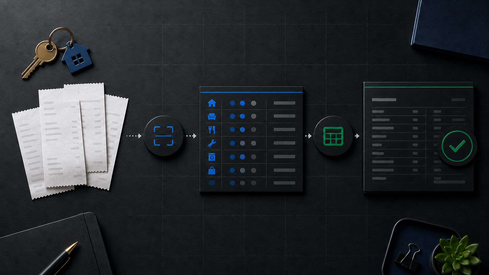 Receipt-to-ledger workflow ending in a reconciled operator statement